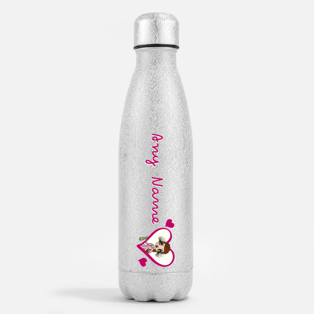 ClaireaBella Silver Glitter Water Bottle Island of Love - Image 1