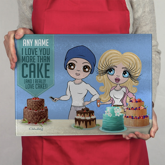 ClaireaBella Glass Chopping Board - Couples Love Cake - Image 1