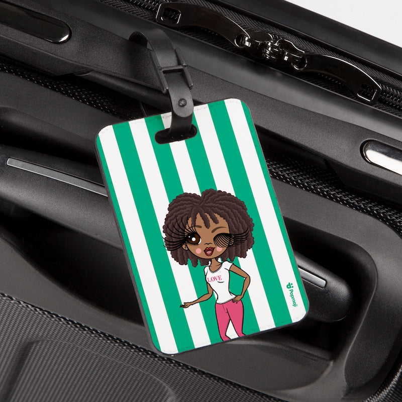 ClaireaBella Personalised Green Stripe Luggage Tag - Image 3
