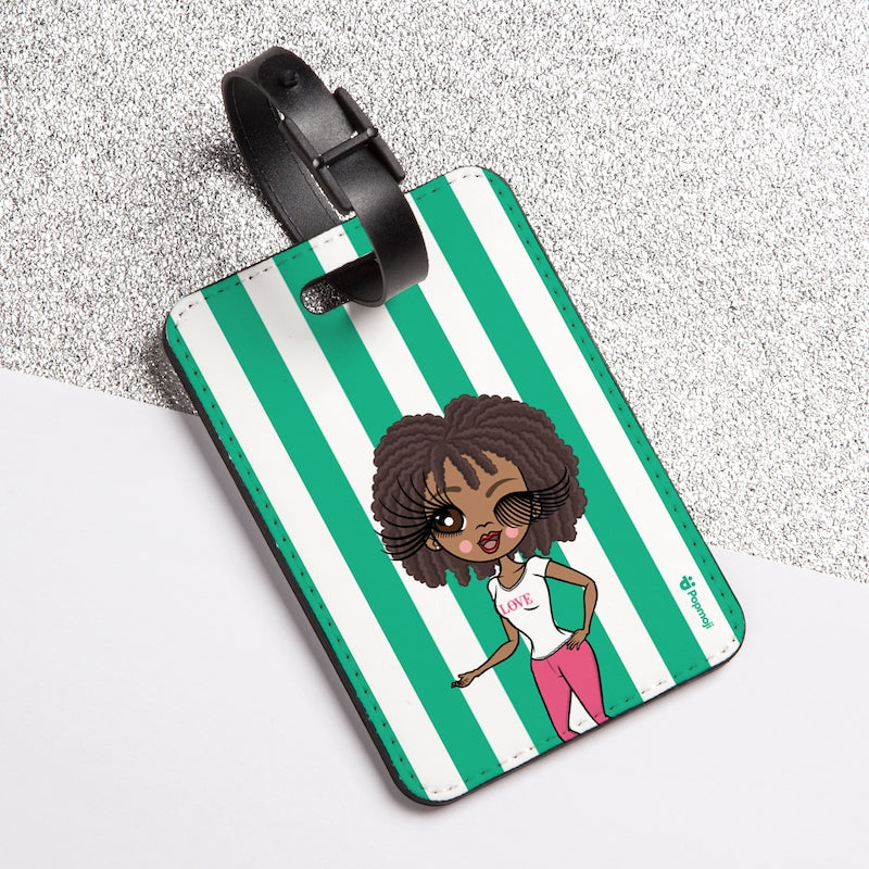 ClaireaBella Personalised Green Stripe Luggage Tag - Image 1