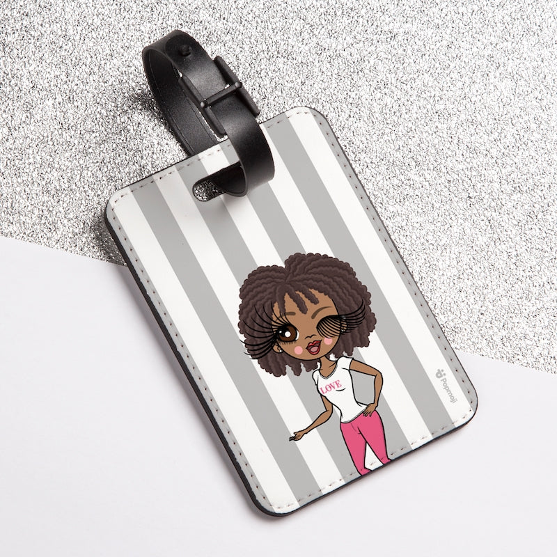 ClaireaBella Personalised Grey Stripe Luggage Tag - Image 1