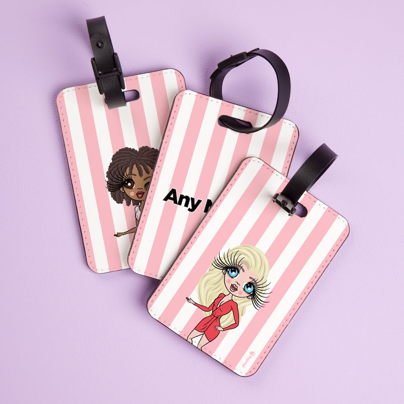 ClaireaBella Personalised Light Pink Stripe Luggage Tag - Image 2