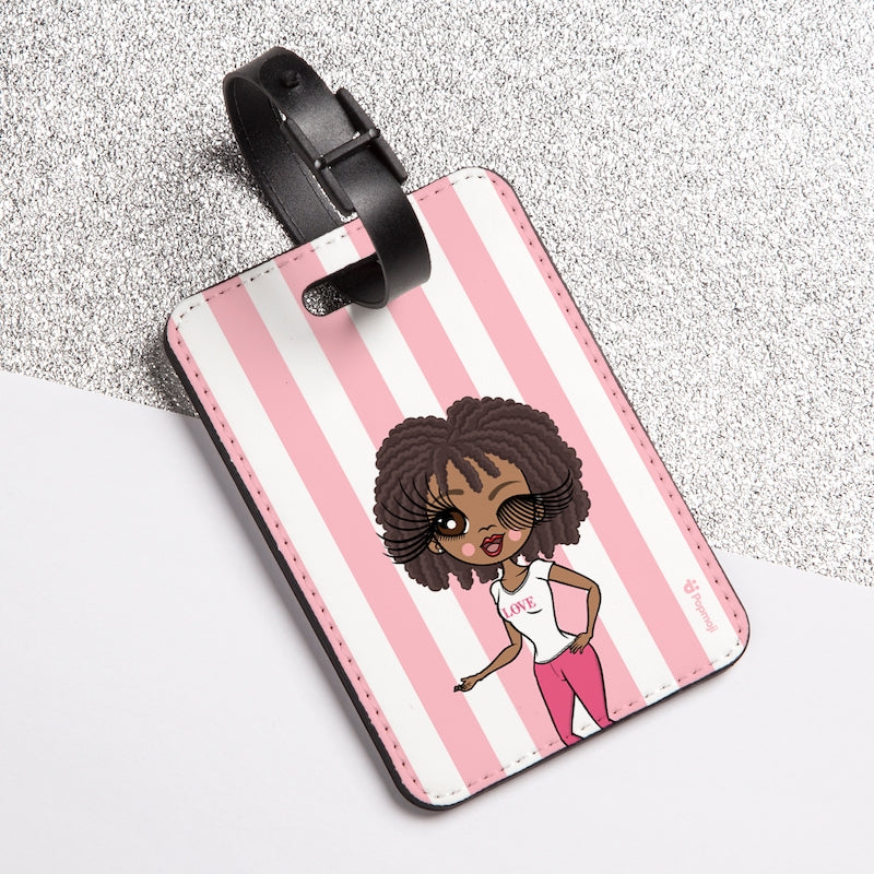 ClaireaBella Personalised Light Pink Stripe Luggage Tag - Image 1