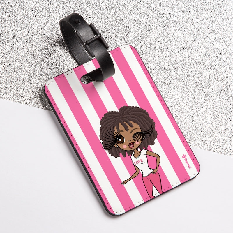 ClaireaBella Personalised Pink Stripe Luggage Tag - Image 1