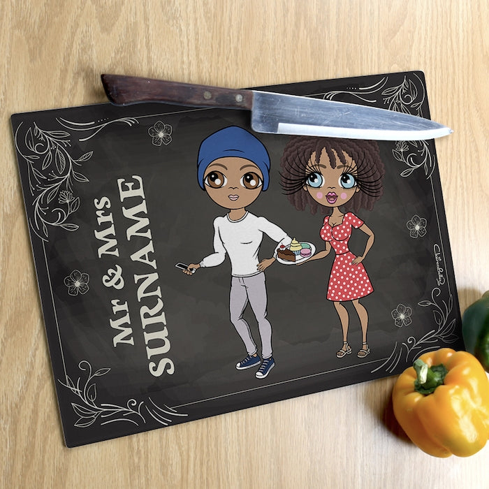 ClaireaBella Glass Chopping Board - Couples Mr and Mrs - Image 3