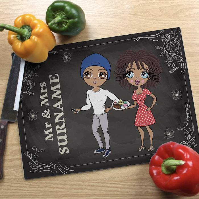ClaireaBella Glass Chopping Board - Couples Mr and Mrs - Image 1