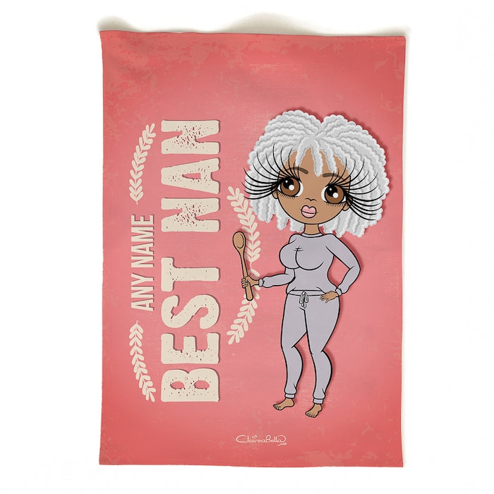 ClaireaBella Personalised Portrait Best Nan Tea Towel - Image 1