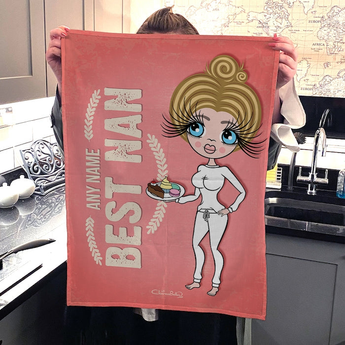 ClaireaBella Personalised Portrait Best Nan Tea Towel - Image 4