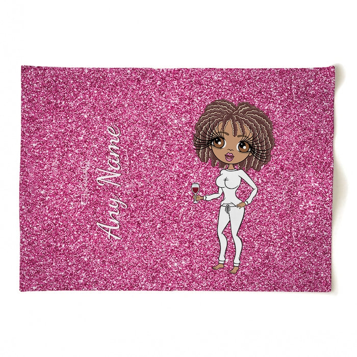 ClaireaBella Personalised Pink Glitter Tea Towel - Image 1