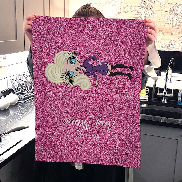 ClaireaBella Personalised Pink Glitter Tea Towel - Image 2