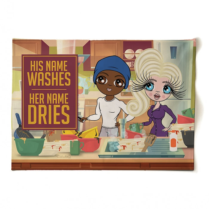 ClaireaBella Personalised Couples You Wash, I'll Dry Tea Towel - Image 4