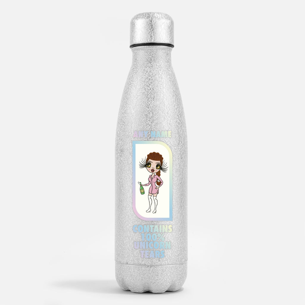 ClaireaBella Silver Glitter Water Bottle Unicorn Tears - Image 1