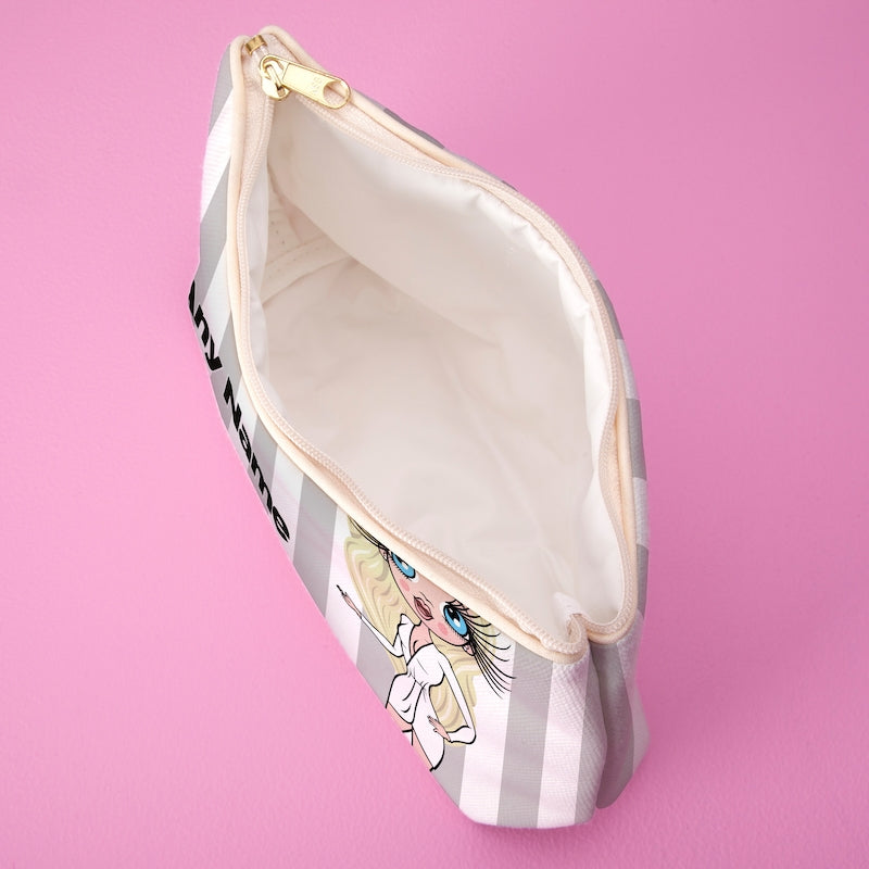 ClaireaBella Personalised Grey Stripe Wash Bag - Image 2