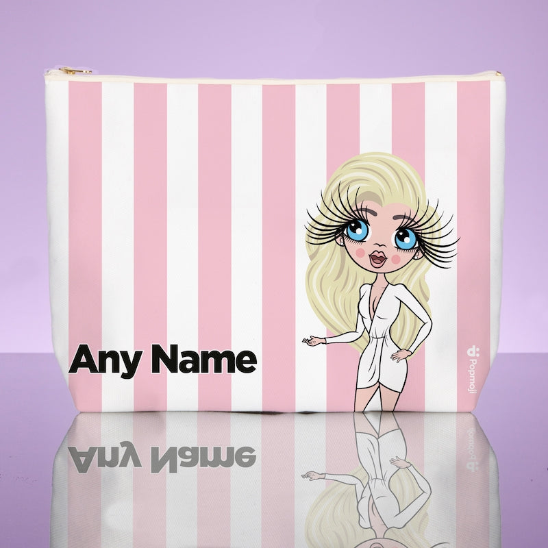ClaireaBella Personalised Light Pink Stripe Wash Bag - Image 1