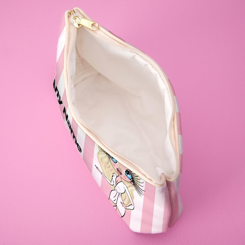 ClaireaBella Personalised Light Pink Stripe Wash Bag - Image 2