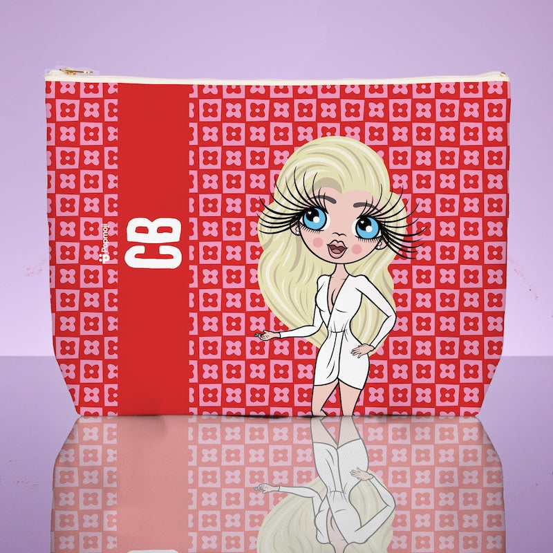 ClaireaBella Personalised Checkered Flower Wash Bag - Image 1