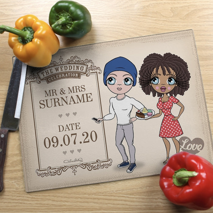 ClaireaBella Glass Chopping Board - Couples Wedding Celebration - Image 1