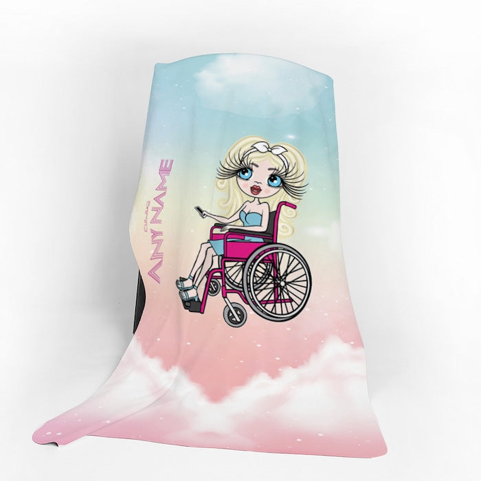 ClaireaBella Wheelchair Portrait Unicorn Colours Fleece Blanket - Image 1