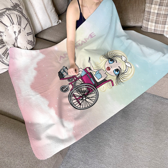 ClaireaBella Wheelchair Portrait Unicorn Colours Fleece Blanket - Image 2