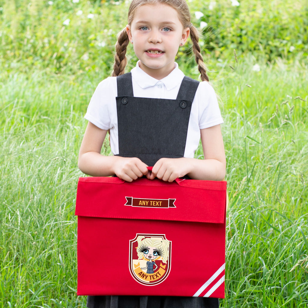 ClaireaBella Girls School Emblem Burgundy Book Bag - Image 2