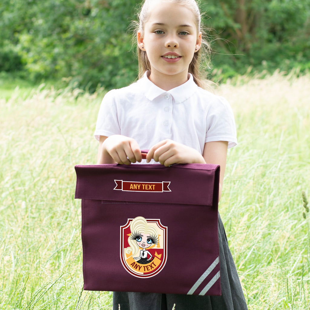 ClaireaBella Girls School Emblem Burgundy Book Bag - Image 1
