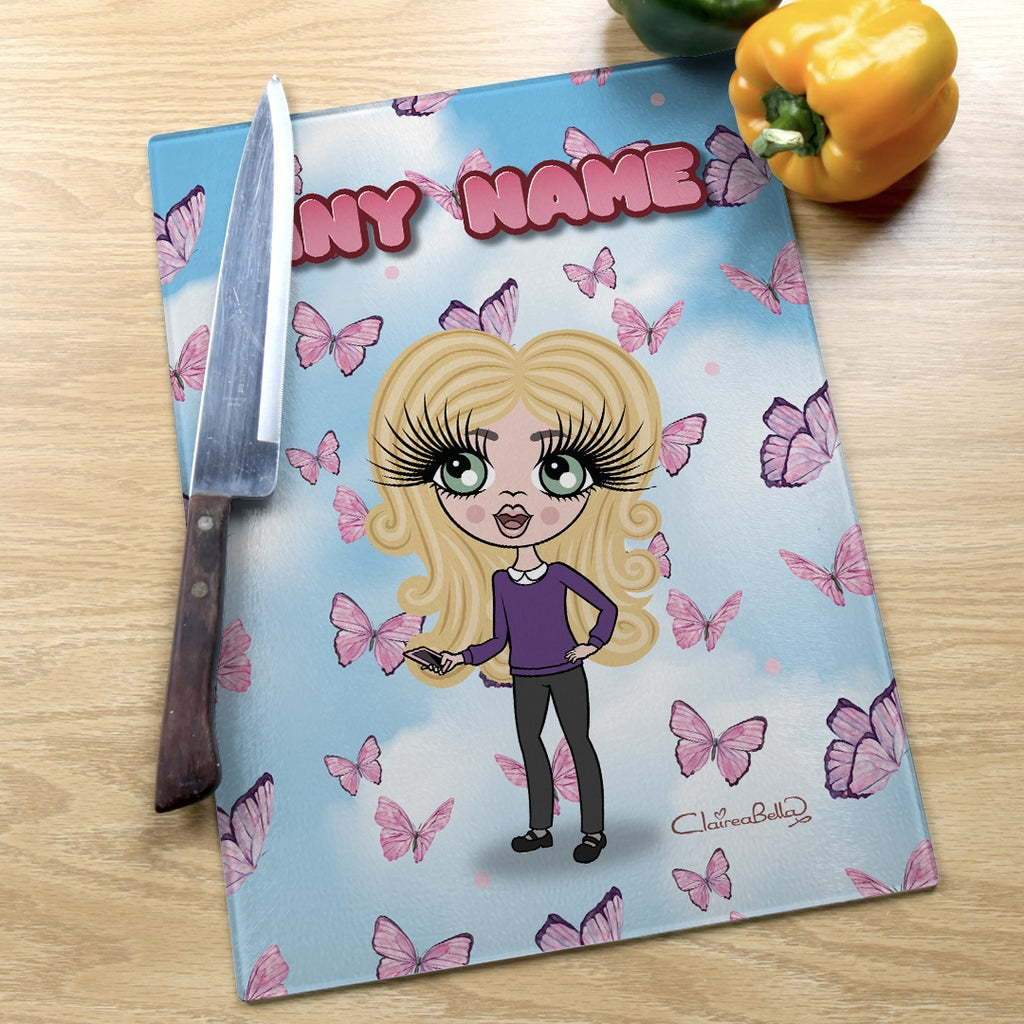 ClaireaBella Girls Glass Chopping Board - Butterflies - Image 3