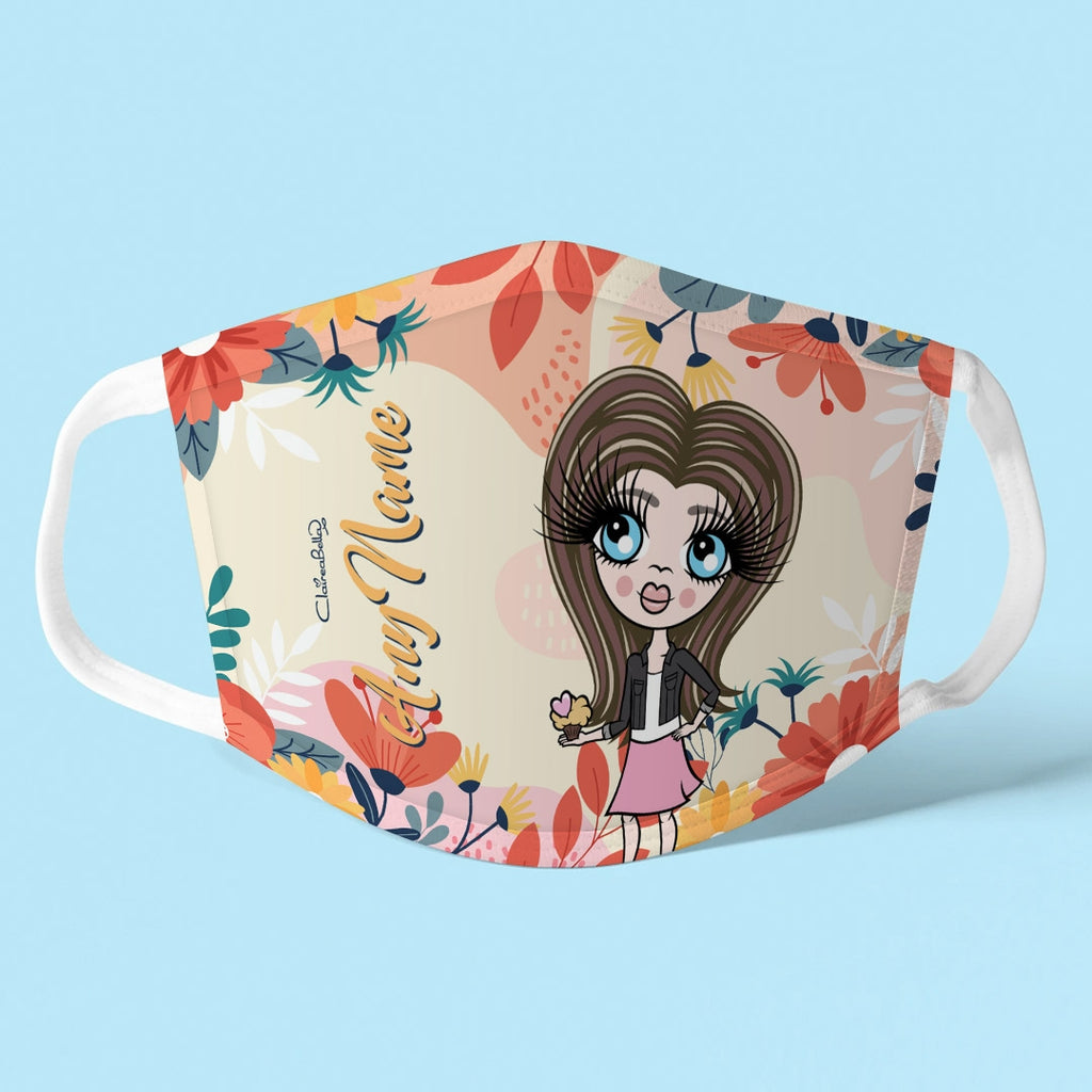 ClaireaBella Girls Personalised Colourful Floral Reusable Face Covering - Image 1