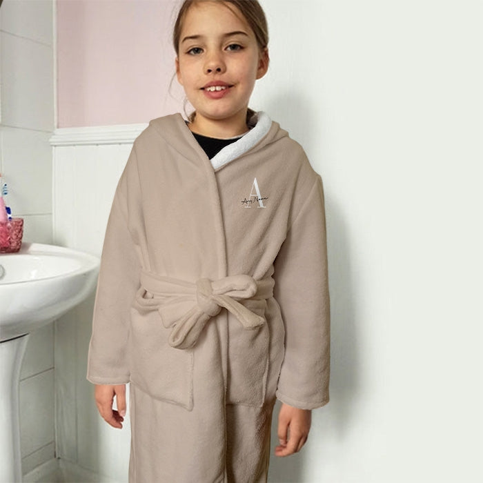 ClaireaBella Girls Lux Collection Initial Nude Dressing Gown - Image 4
