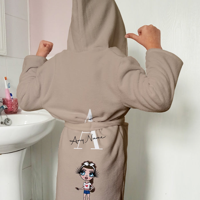 ClaireaBella Girls Lux Collection Initial Nude Dressing Gown - Image 1