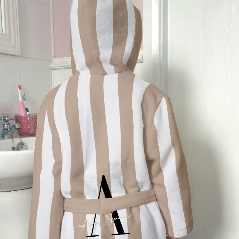 ClaireaBella Girls Lux Collection Initial Stripe Dressing Gown - Image 4
