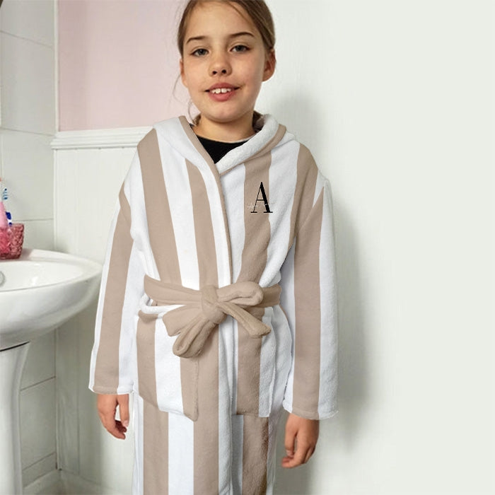 ClaireaBella Girls Lux Collection Initial Stripe Dressing Gown - Image 3