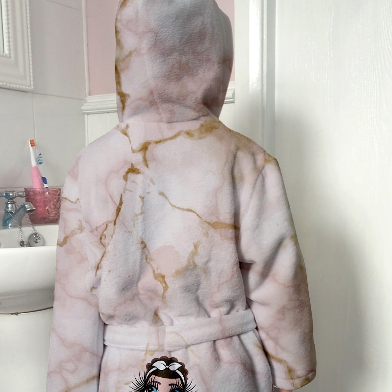 ClaireaBella Girls Lux Collection Pink Marble Dressing Gown - Image 4