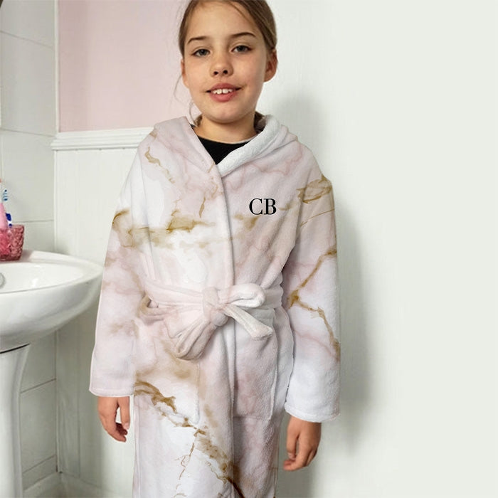 ClaireaBella Girls Lux Collection Pink Marble Dressing Gown - Image 2