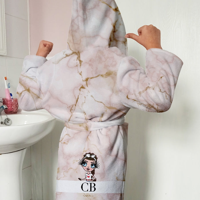 ClaireaBella Girls Lux Collection Pink Marble Dressing Gown - Image 1