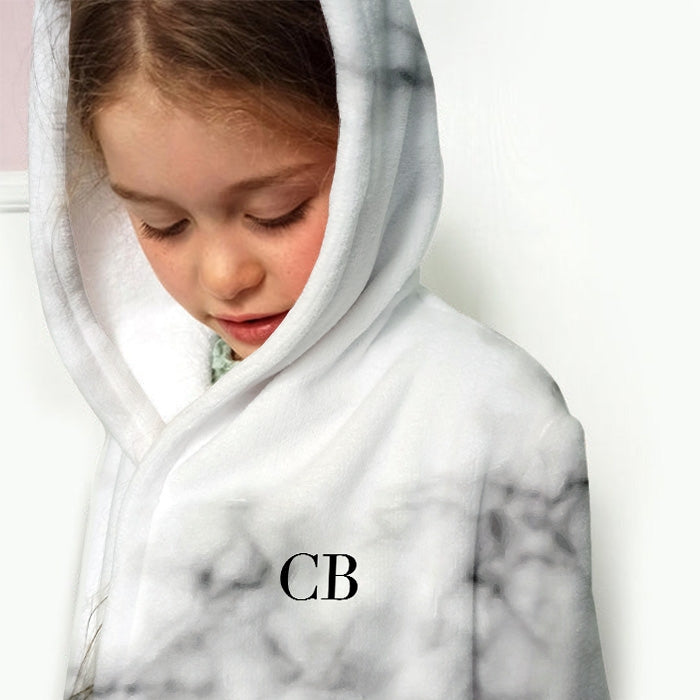 ClaireaBella Girls Lux Collection White Marble Dressing Gown - Image 3
