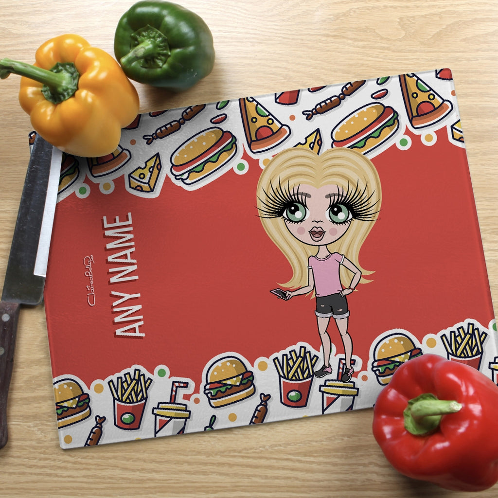 ClaireaBella Girls Landscape Glass Chopping Board - Fast Food - Image 2