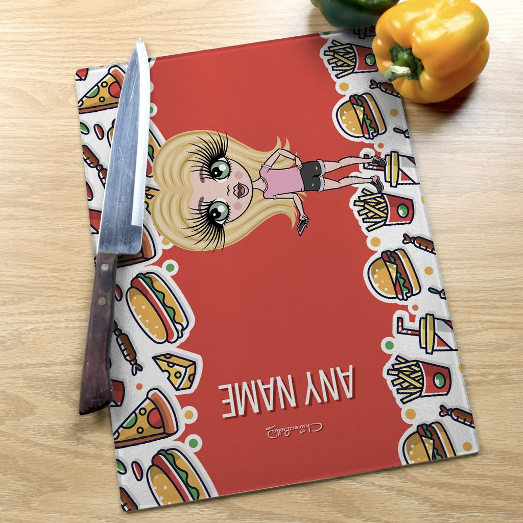 ClaireaBella Girls Landscape Glass Chopping Board - Fast Food - Image 3