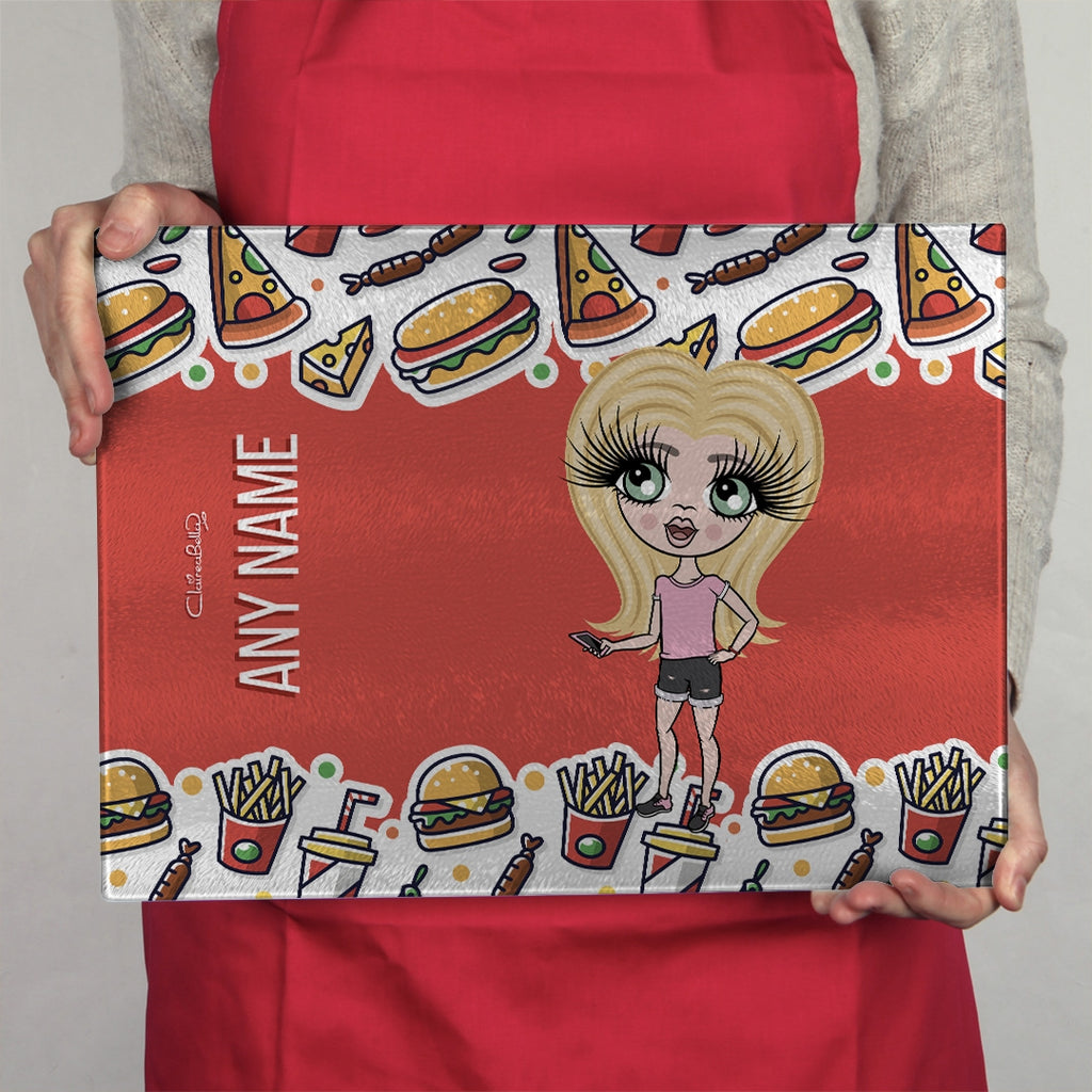 ClaireaBella Girls Landscape Glass Chopping Board - Fast Food - Image 6