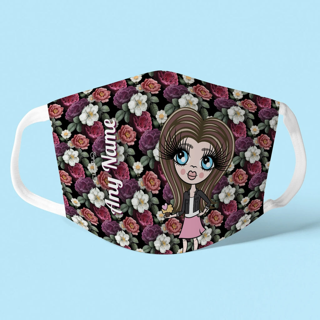 ClaireaBella Girls Personalised Floral Reusable Face Covering - Image 1