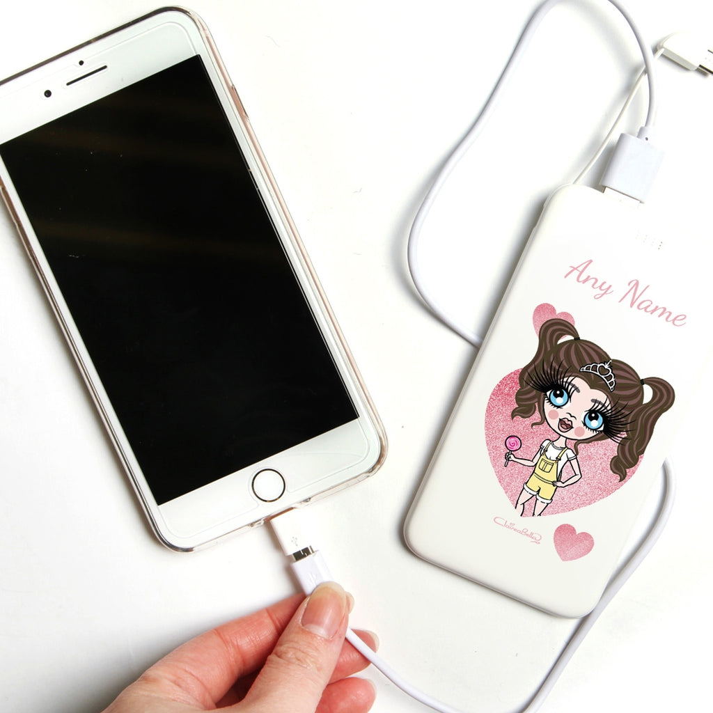 ClaireaBella Girls Glitter Heart Portable Power Bank - Image 2