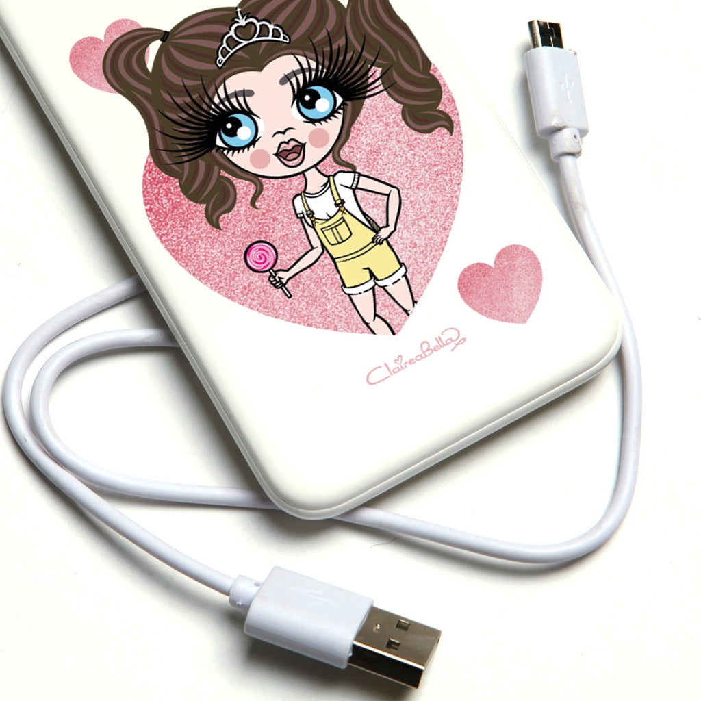 ClaireaBella Girls Glitter Heart Portable Power Bank - Image 3