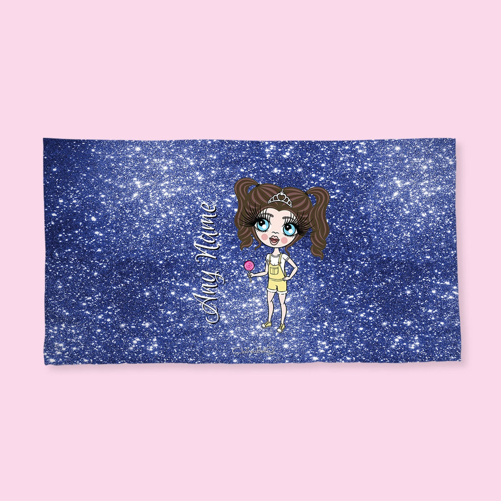 ClaireaBella Girls Blue Glitter Effect Hand Towel - Image 2