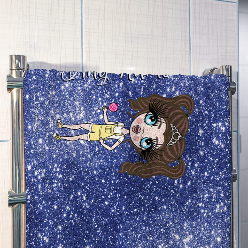 ClaireaBella Girls Blue Glitter Effect Hand Towel - Image 3