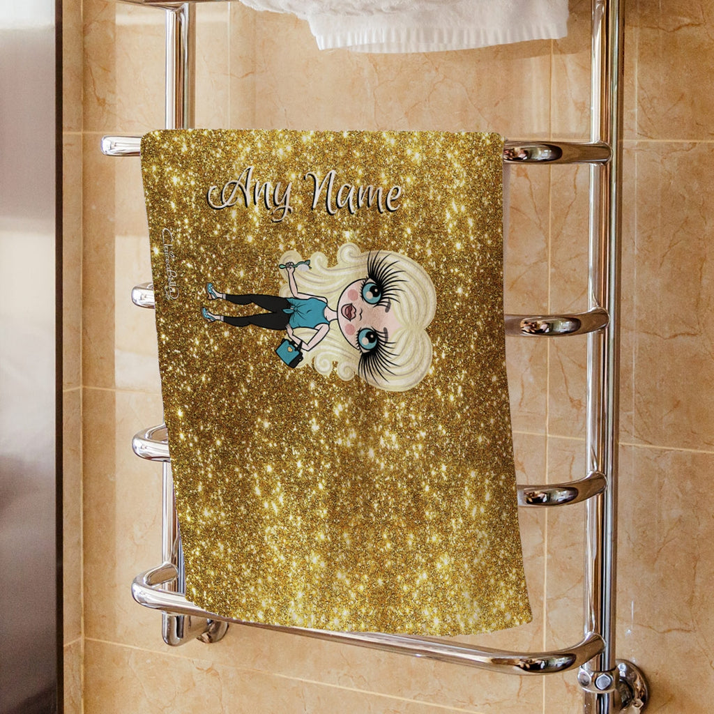 ClaireaBella Girls Gold Glitter Effect Hand Towel - Image 1