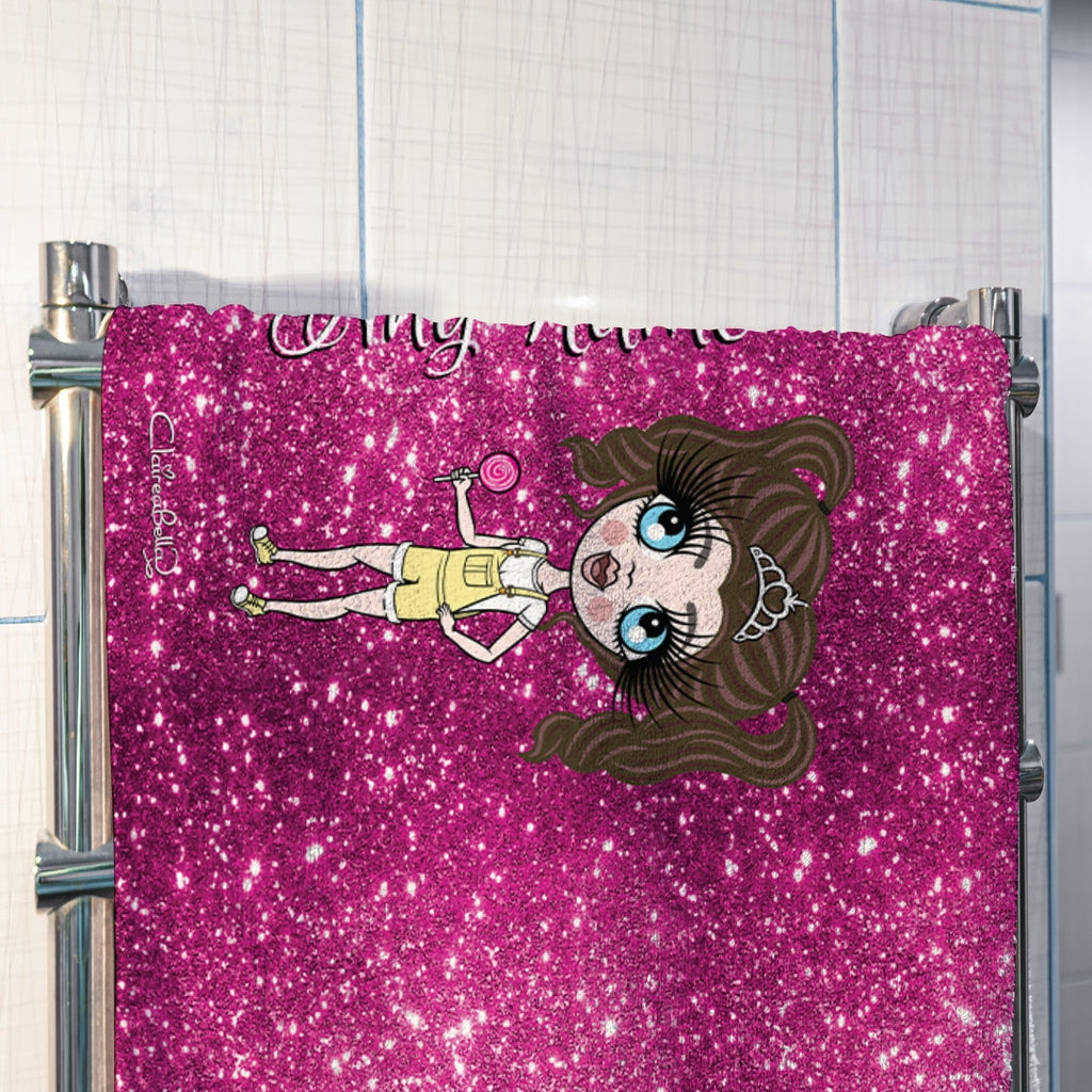 ClaireaBella Girls Pink Glitter Effect Hand Towel - Image 3