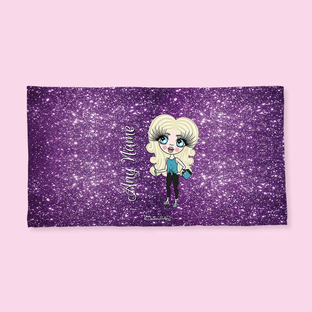 ClaireaBella Girls Purple Glitter Effect Hand Towel - Image 2