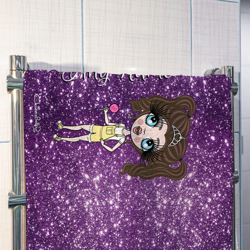 ClaireaBella Girls Purple Glitter Effect Hand Towel - Image 3
