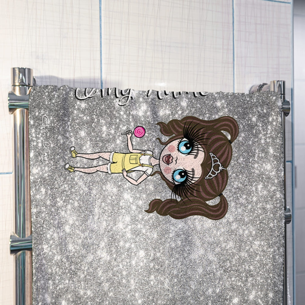 ClaireaBella Girls Silver Glitter Effect Hand Towel - Image 3