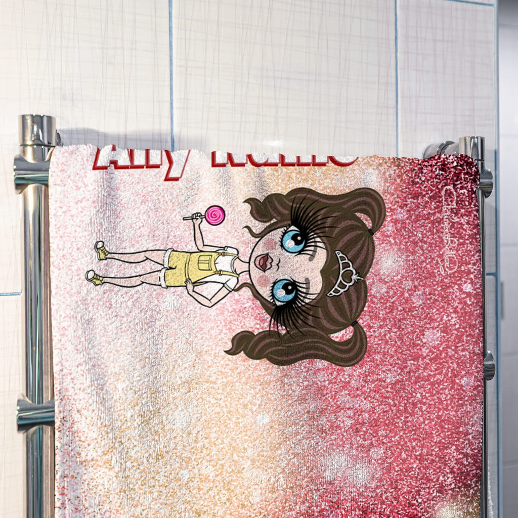 ClaireaBella Girls Ombre Glitter Effect Hand Towel - Image 3