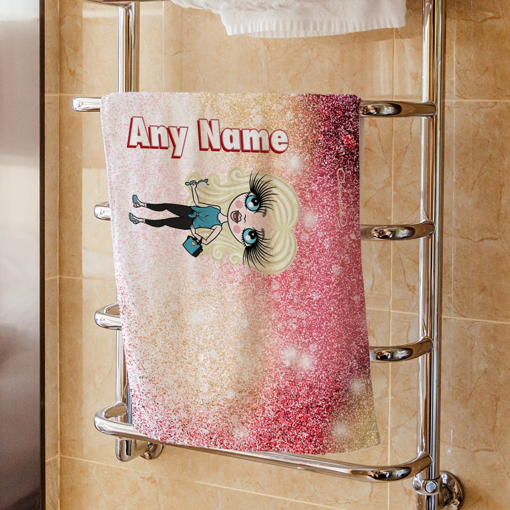 ClaireaBella Girls Ombre Glitter Effect Hand Towel - Image 1